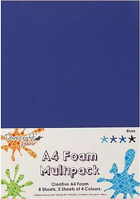 A4 Creative Multipack Tonal Colors Craft Foam Sheets Kids DIY Scrapbooking Blues • £3.99