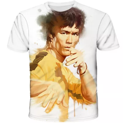 T Shirt Bruce Lee Inspired Kung Fu Dragon Moive Graphic Double Sided Size L M S • $15.95