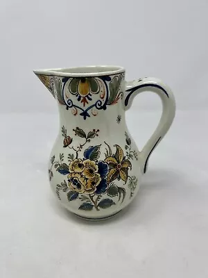 Delft Signed Hand Painted Polychrome Floral Cream Jug Pitcher Creamer • $45.95