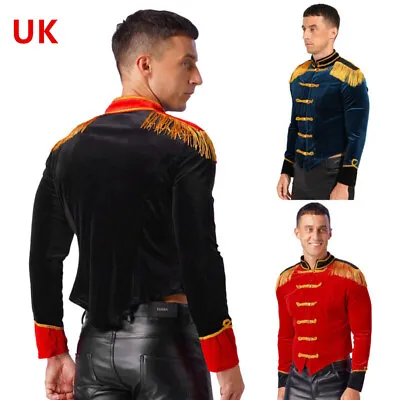 UK Halloween Costume Men Circus Ringmaster Cosplay Costumes Stand Collar Jacket • £30.59