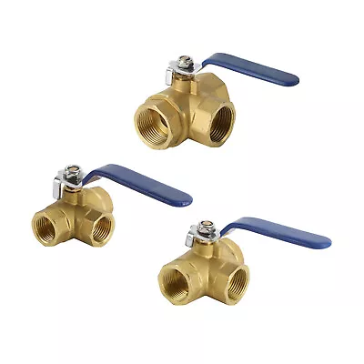 3 Way Ball Valve Three T Port NPT Brass Female Type For Water Oil And Gas UK` • £15.59