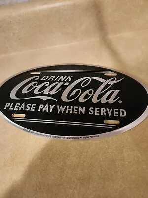 Coca Cola Vintage Metal Oval Sign Black 12 X 7 • $16