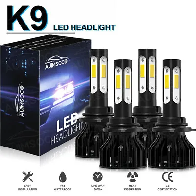 4-Sides 9005 9006 High Low Beam LED Bulbs Headlights 6000K Clear Cool White 4PCS • $34.99