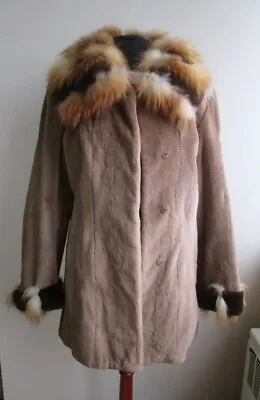 Women's Sz 6/8 S/M Sheared Real Mink Fur Coat With Fox Superb CLEARANCE SALE • $395