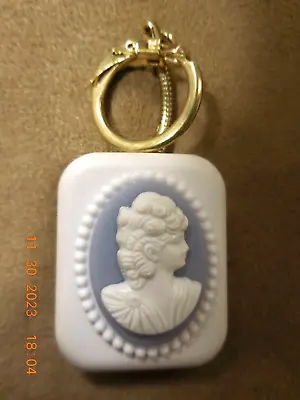 Vintage Sankyo Music Box Keychain Light Blue Cameo  Bach-minuet  (see Video) • $20