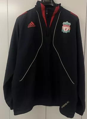 Liverpool Football Club Windbreaker 1/4 Zip Adidas Navy Men’s Large Official • £29.99