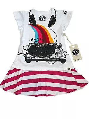 Mini Shatsu Girls Summer DJ Double Layer Cap Sleeve Striped Skirt Dress 2T NWT • $34