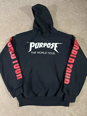 Gildan Heavy Adult Justin Bieber Purpose The World Tour Pullover Black Hoodie S • $16.99