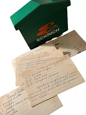 Vintage Eckrich House Recipe Box Filled With Hand Written And Clipped Recipes • $35