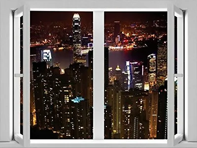 JP London Peel&Stick Removable Window Mural City Lights At Night Skyline 24 X18  • £18.58