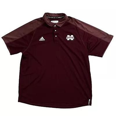 Used Adidas Mississippi State Bulldogs Polo Shirt Maroon Size 2XL • $24.99