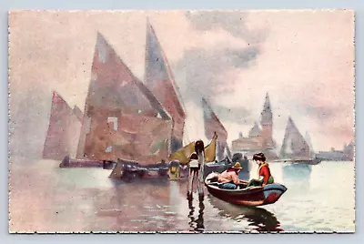 Vintage Postcard Venezia Bragozzi Sail Ships Boats • $4