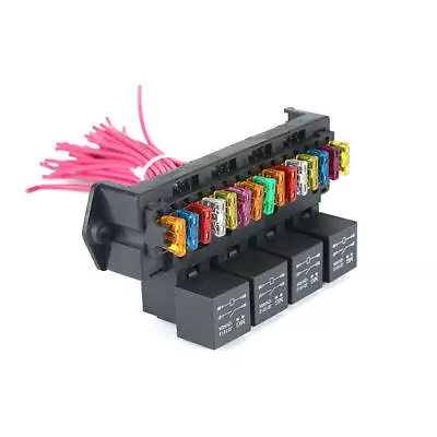 US 12V Car SUV Relay & Fuse Box Holder Blade Fuse & 4xRelay Truck Tractor 15 Way • $32.99