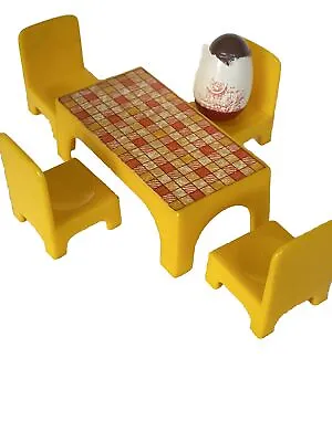 Vintage Weebles Hasbro Toys Romper Room Checkered Picnic Table &4 Chairs • $6.25