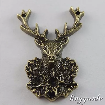 3pcs Antique Bronze Alloy Deer Moose Shape Pendants Charms Jewelry Crafts 50703 • $3.03