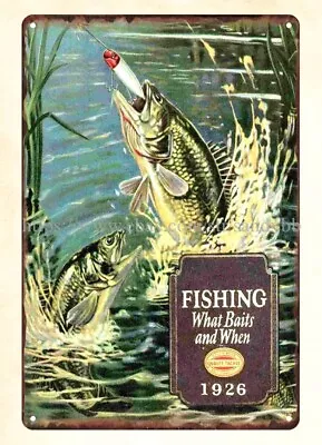 Poster Metal Advertising Wall Art 1926 Fishing Book Cover Art Metal Tin Sign • $18.80