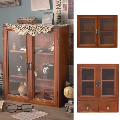 £18.95 • Buy Vintage Wall Mounted Cupboard Wooden Storage Cabinet Rustic Display Shelf Unit