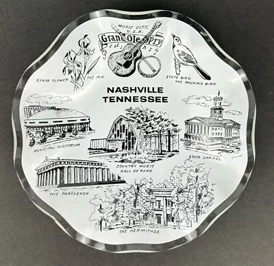 Grand Ole Opry Music City Nashville Tennessee Souvenir Plate Bent Glass Dish • $8.46