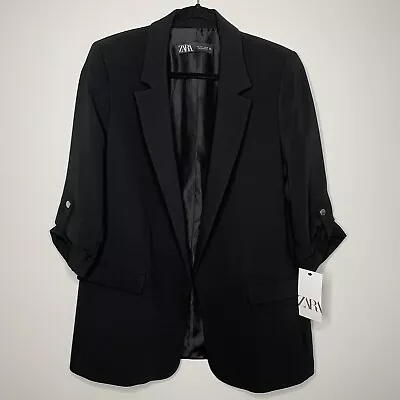 Zara NWT Black Blazer Jacket Size L • $59.95