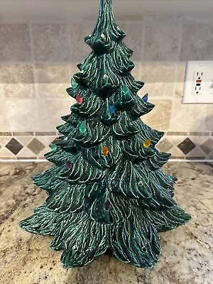 Vintage 17” Lighted Ceramic Christmas Tree Mold Heavy • $65