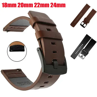 Genuine Leather Watch Band Wrist Strap Quick Release 18mm 20mm 22mm 24mm • $8.79