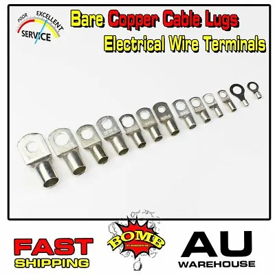 6mm 9B&S - 50mm 1/0B&S Anti-Oxidation Cable Lugs Tubular Ring Battery Terminals • $34.39