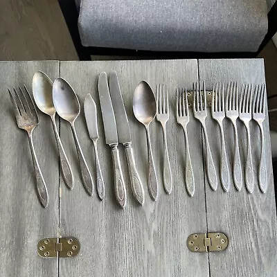 14 Pieces Vintage Oneida Community Plate Silverware SPOONS  'ADAM' Pattern K • $20