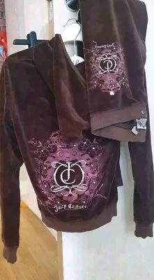 Vintage Rare Y2K  Juicy Couture Velour Track Suit Brown Sz M • £44.99