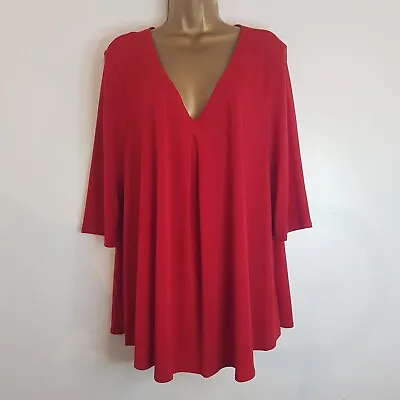 £15.95 • Buy NEW Ex ROMAN ORIGINALS Plus Size 18-32 Red V Neck Pleated Smart Blouse Top