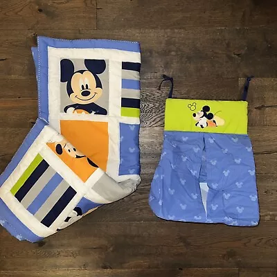 Disney  Go Mickey  Crib Comforter & Diaper Holder Set ~ Baby Blanket Bedding • $18.99