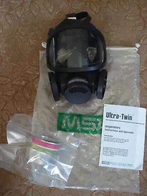 MSA 456975 Ultra-Twin Full Face Mask Respirator With Filter Size Medium Gas • $80