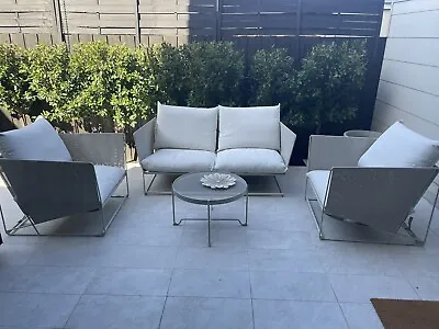 $500 • Buy Outdoor Furniture Lounge White Washable 2 Seater Plus 2 Chairs & Table