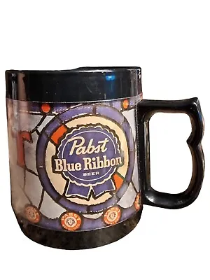 Vintage 1990s Black Logo Pabst Blue Ribbon All Over Design Thermo-Serv Mug • $24
