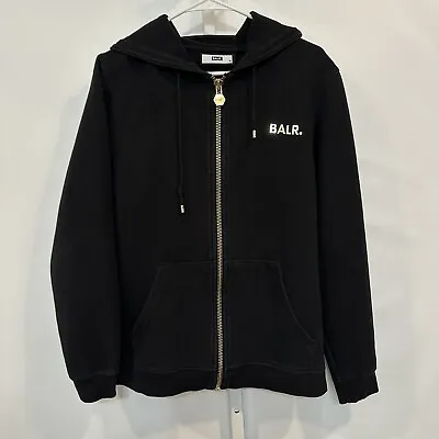 BALR Men’s Full Zip Hoodie Black With Gold Zip Size Medium Streetwear Hoops • $55