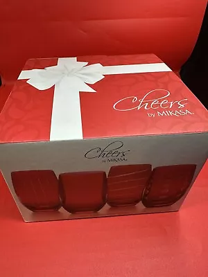 Cheers By Mikasa - Set Of 4 Ruby Red Stemless Wine Glasses NIB 16.5 Fl.oz. • $49.99