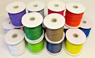 Full Reel 2mm Gloss Waxed Cotton Macrame Jewellery Making 16 Colours 75m Reels • £8.29