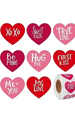 50x 1.5 Inch Love Heart Shaped Stickers Label Valentine's Day Album Red Heart  • £2.95