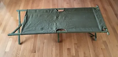  Vintage US Army Military Folding Wood Canvas Collapsible Cot - USA  • $84.99