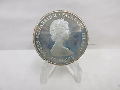 1981 Falkland Islands 50 Pence Proof Silver Coin Charles & Diana Royal Wedding • £29.87