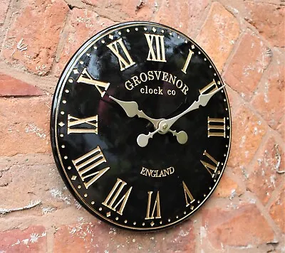 £18.50 • Buy Garden Wall Station Clock Outdoor Indoor Black Roman Church Clock 30CM