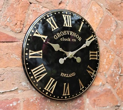 £18.50 • Buy Garden Wall Station Clock Outdoor Indoor Black Roman Church Clock 30CM