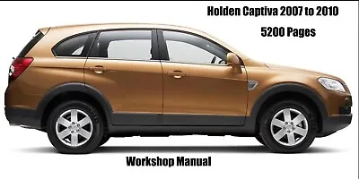 HOLDEN CAPTIVA 2007 To 2010 WORKSHOP MANUAL - PDF Files • $4.19