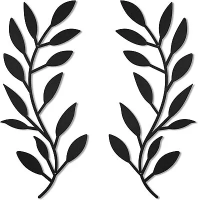 2 Pieces Metal Tree Leaf Wall Decor Vine Olive Branch Leaf Wall Art Wrought Iron • $28.49