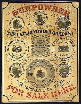 Gun Powder 1850 Vintage Advertising Firearm Giclee Canvas Print 20x26 • $56.94