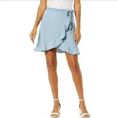 J.Crew Mercantile Women's Chambray Faux Wrap Mini Skirt Size Small • $14