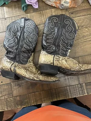 Tony Lama 1980’s Snakeskin Cowboy Boots Black Label B4608 13D #25408142 • $115