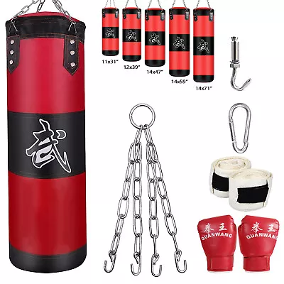 Heavy Boxing Punching Bag With Training Gloves MMA Kicking Home GYM HOOK (EMPTY) • $31.35