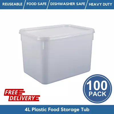 4 Litre Rectangular Food Storage Container / Ice Cream Tub Containers & Lids • £94.99