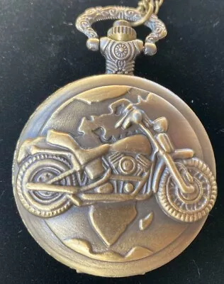 Motorcycle Pocket Watch With 15  Chain • $16