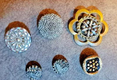 Lot Of 6 Antique & Vintage Buttons Metal Glass Cut Steel Large One Is AS IS • $7.50